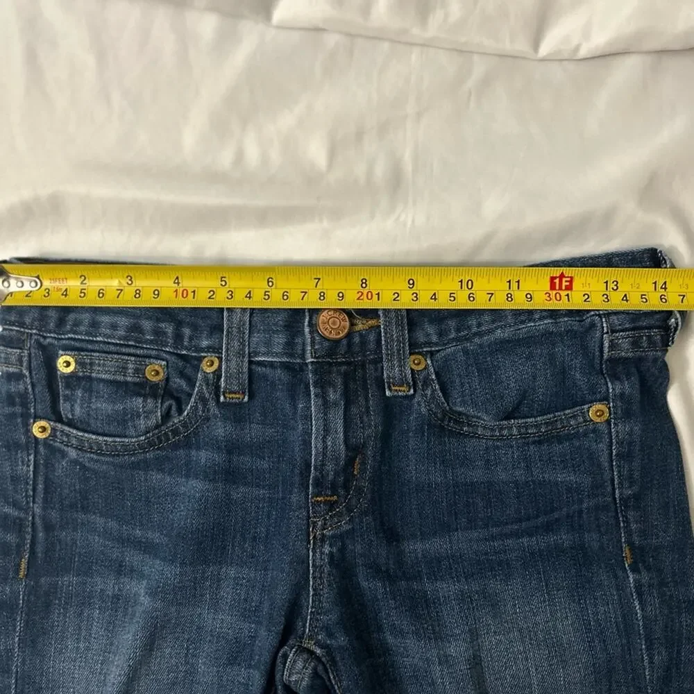 J. Crew Toothpick Raw Hem Ankle Jean 24 Denim Casual Classic Normcore Bohemian